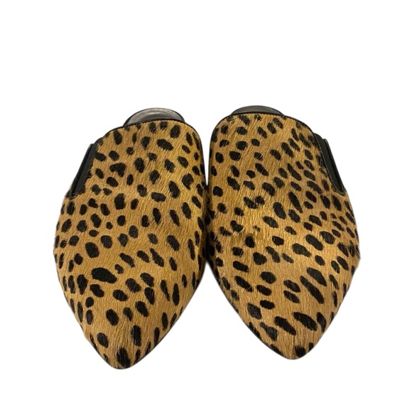 Jenni Kayne Cheetah Pony Hair Pointed Toe Flat Mules, Size 38 - Picture 4 of 5